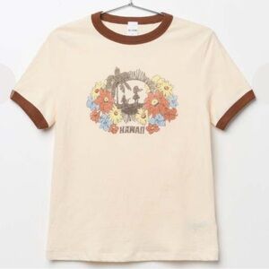 RE/DONE Ringer Tee - Hawaii Vintage Ivory/Sienna size S